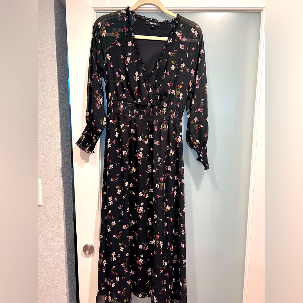 Madewell Black Bishop Sleeve Sundress